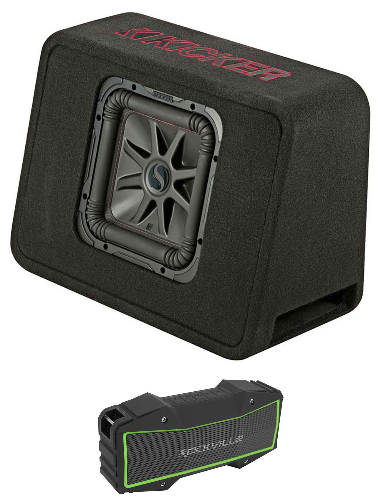 KICKER 45TL7R102 L7R 10" Subwoofer in Truck Box Sub Enclosure+Bluetooth Speaker