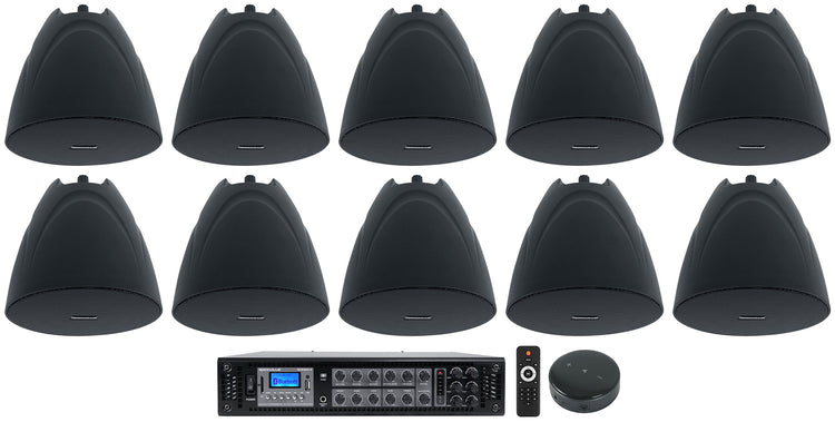 RCS350-6 6-Zone 70V Amplifier + PEN-525T Pendant Speakers 10-Pack Bundle