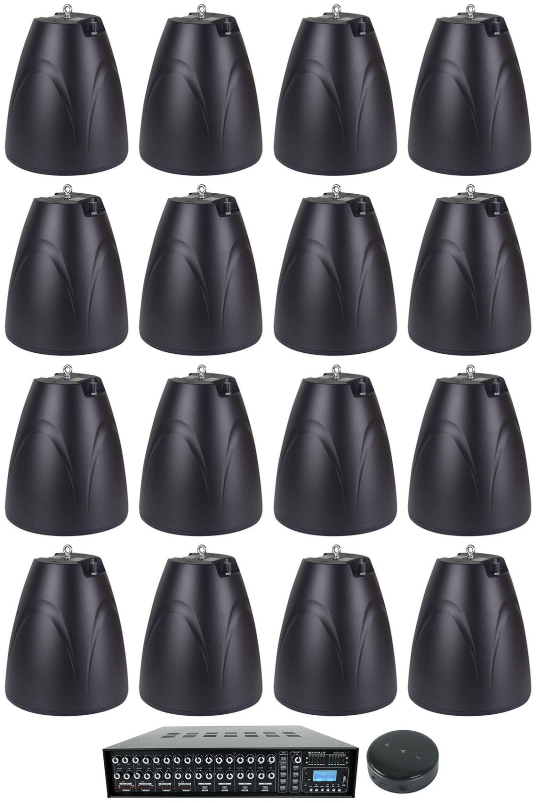 ROCK MATRIX 4 4-Zone 70V Amplifier + PEN-65T Pendant Speakers 16-Pack Bundle