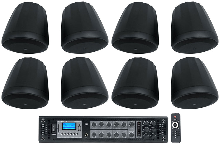 (8) JBL CONTROL 68HP 70v Commercial 8" Hanging Pendant Speakers+Bluetooth Amp