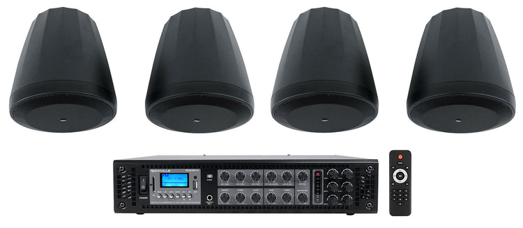 JBL Control 64P/T Black 4-Pack + RCS180-6 6-Zone 180W Amp Bundle