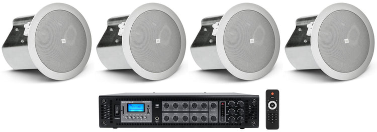 CONTROL 14C/T White 4-Pack + RCS180-6 6-Zone 180W Amp Bundle