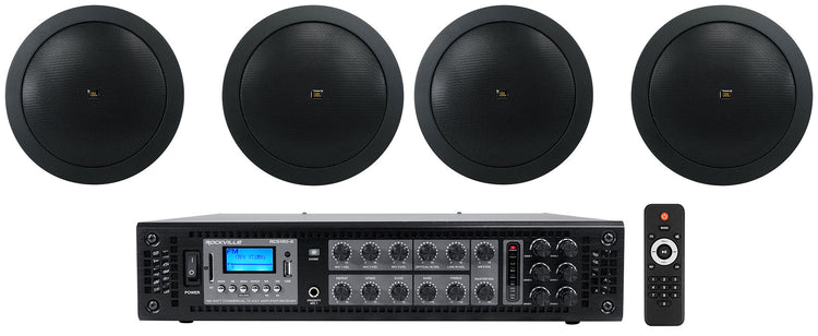 CONTROL 14C/T Black 4-Pack + RCS180-6 6-Zone 180W Amp Bundle