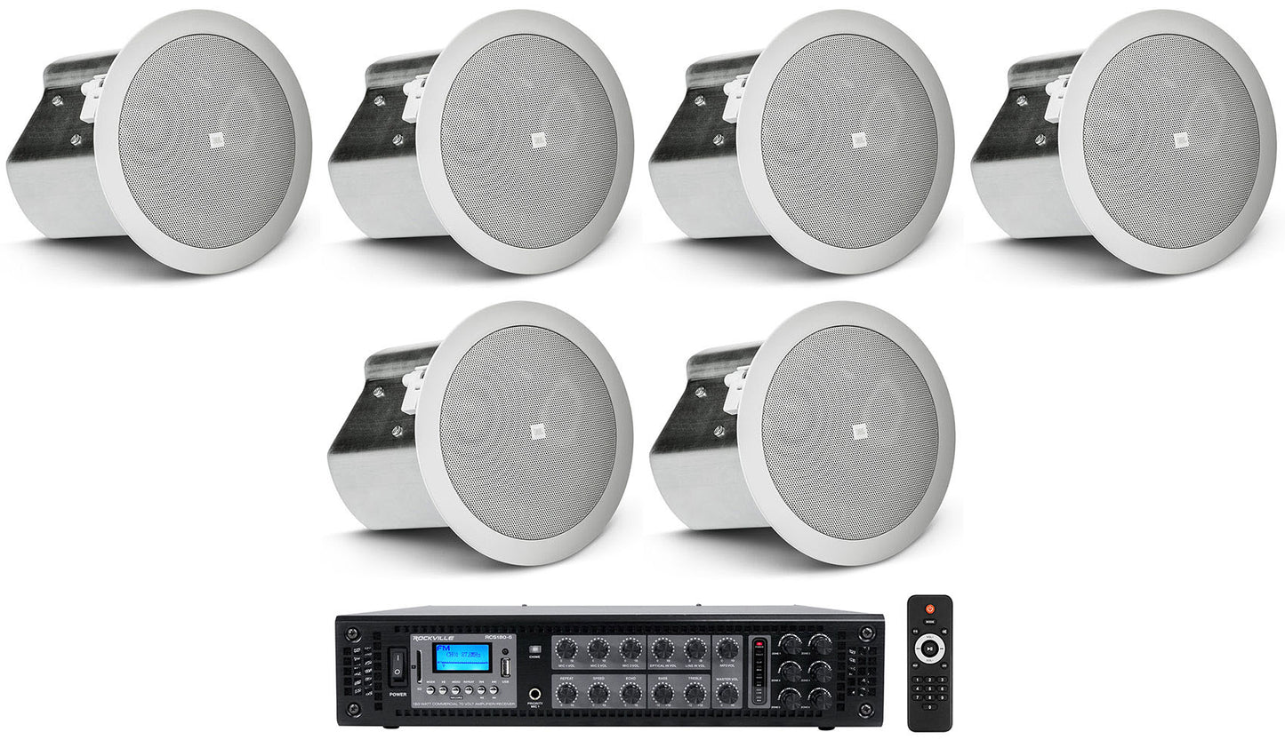 CONTROL 14C/T White 6-Pack + RCS180-6 6-Zone 180W Amp Bundle