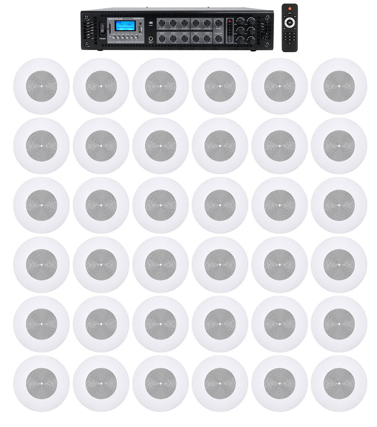 CSS8008 White 36-Pack + RCS180-6 6-Zone 180W Amp Bundle