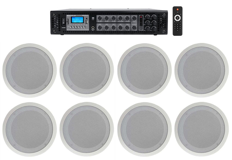 CC80T White 8-Pack + RCS180-6 6-Zone 180W Amp Bundle