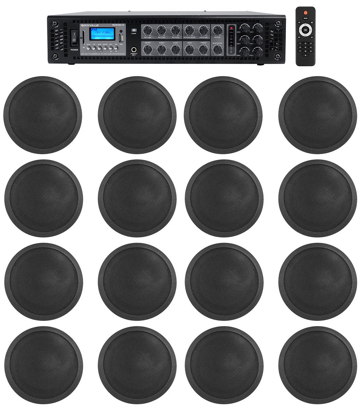 CCL6T Black 16-Pack + RCS180-6 Amplifier Bundle