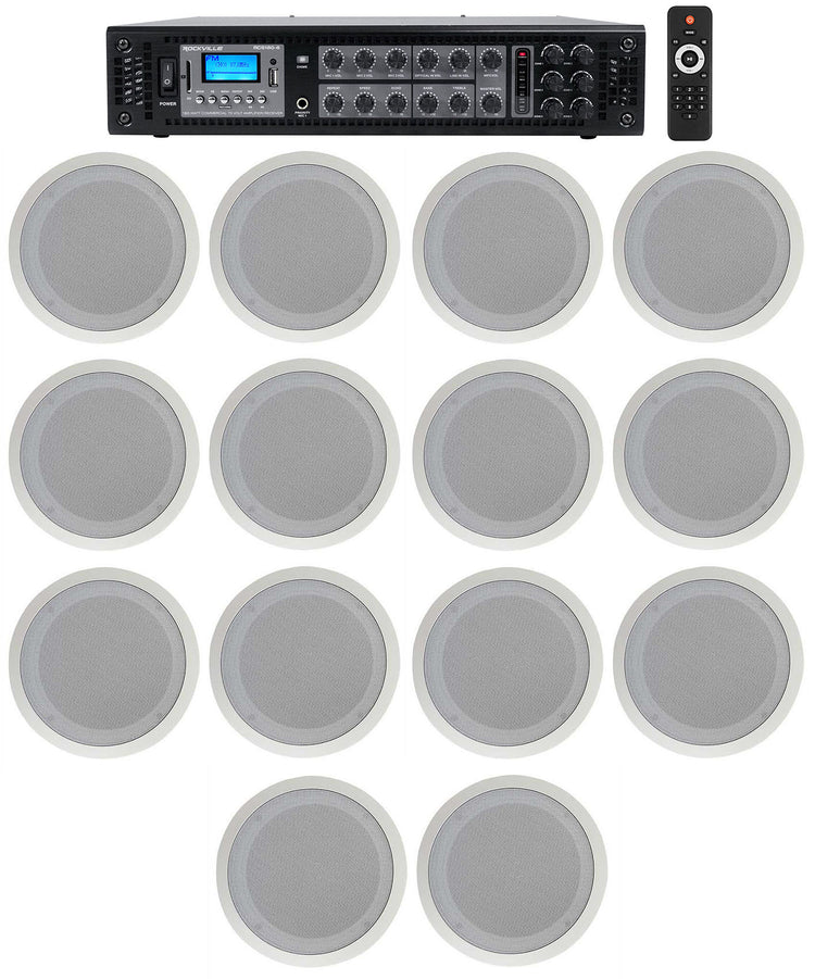 CC80T White 14-Pack + RCS180-6 6-Zone 180W Amp Bundle