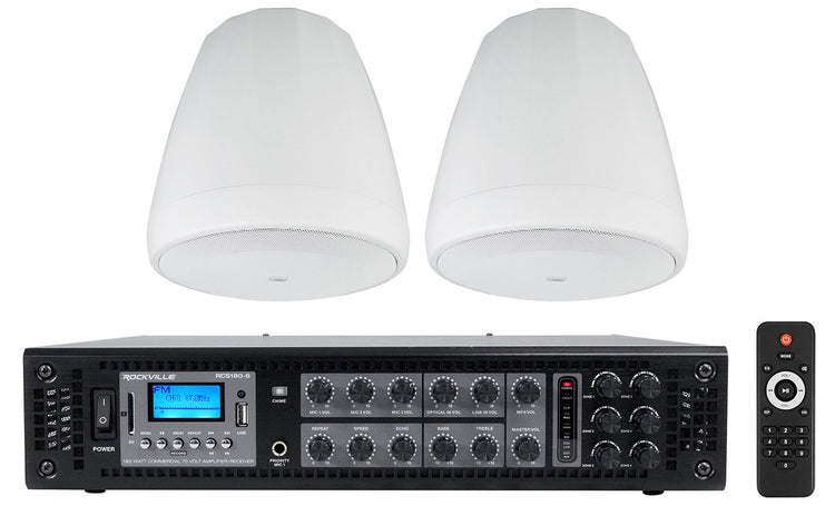 Control 67 P/T White 2-Pack + RCS180-6 6-Zone 180W Amp Bundle