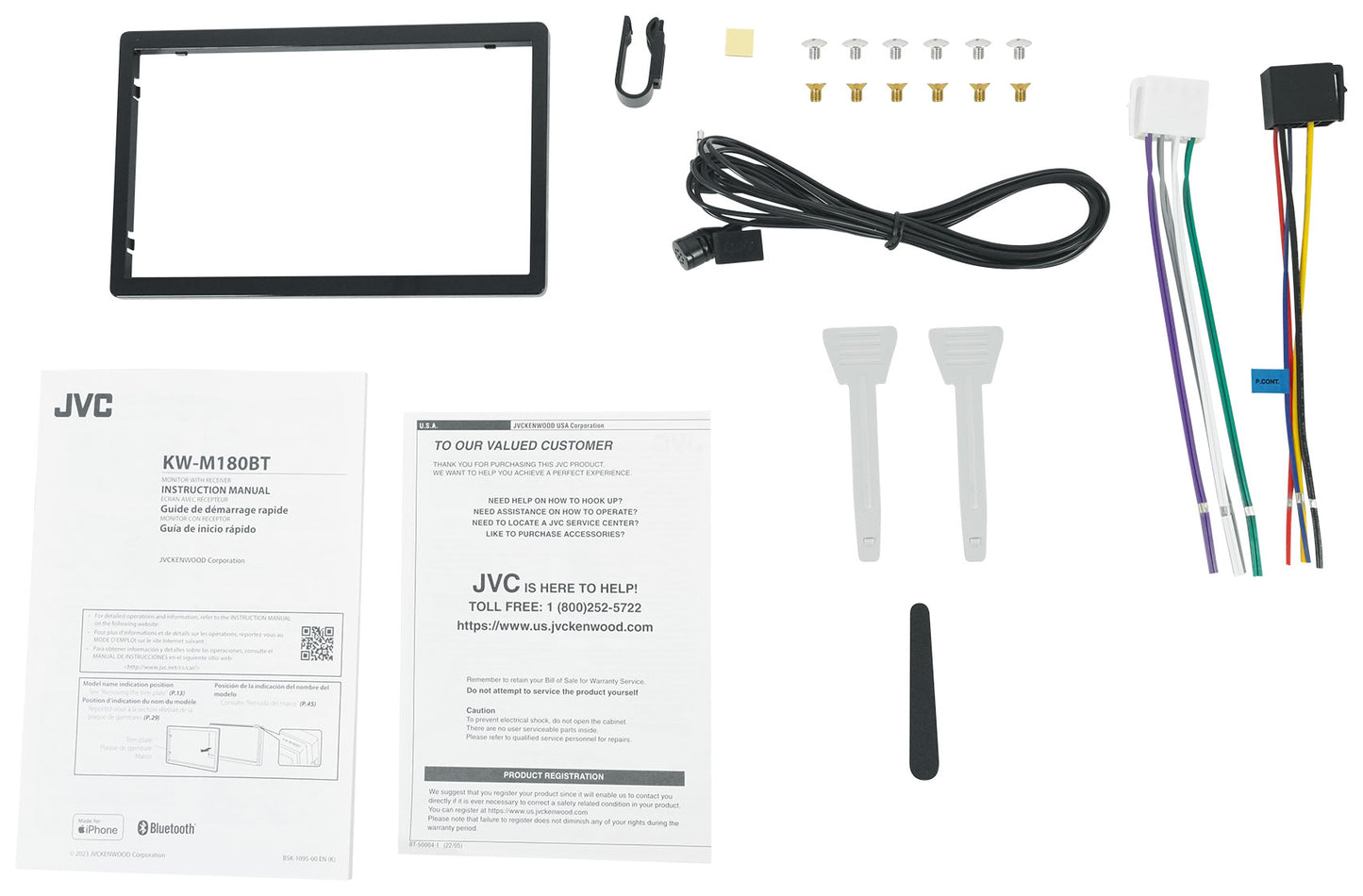 JVC KW-M180BT 6.8" Car Monitor iPhone Android Bluetooth Receiver w/USB+Camera