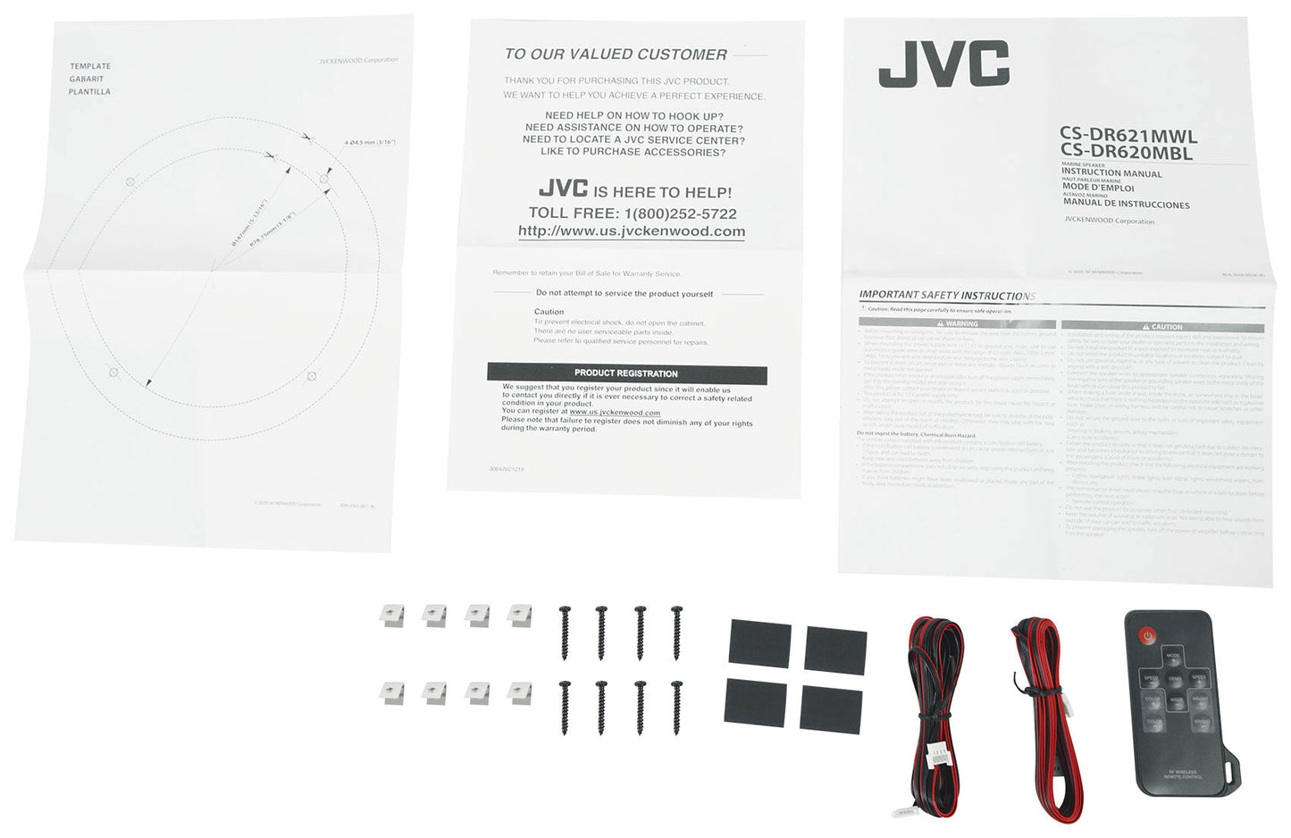 JVC KD-X38MBS Marine Stereo Receiver w/Bluetooth/USB+(2) 6.5" Speakers in White