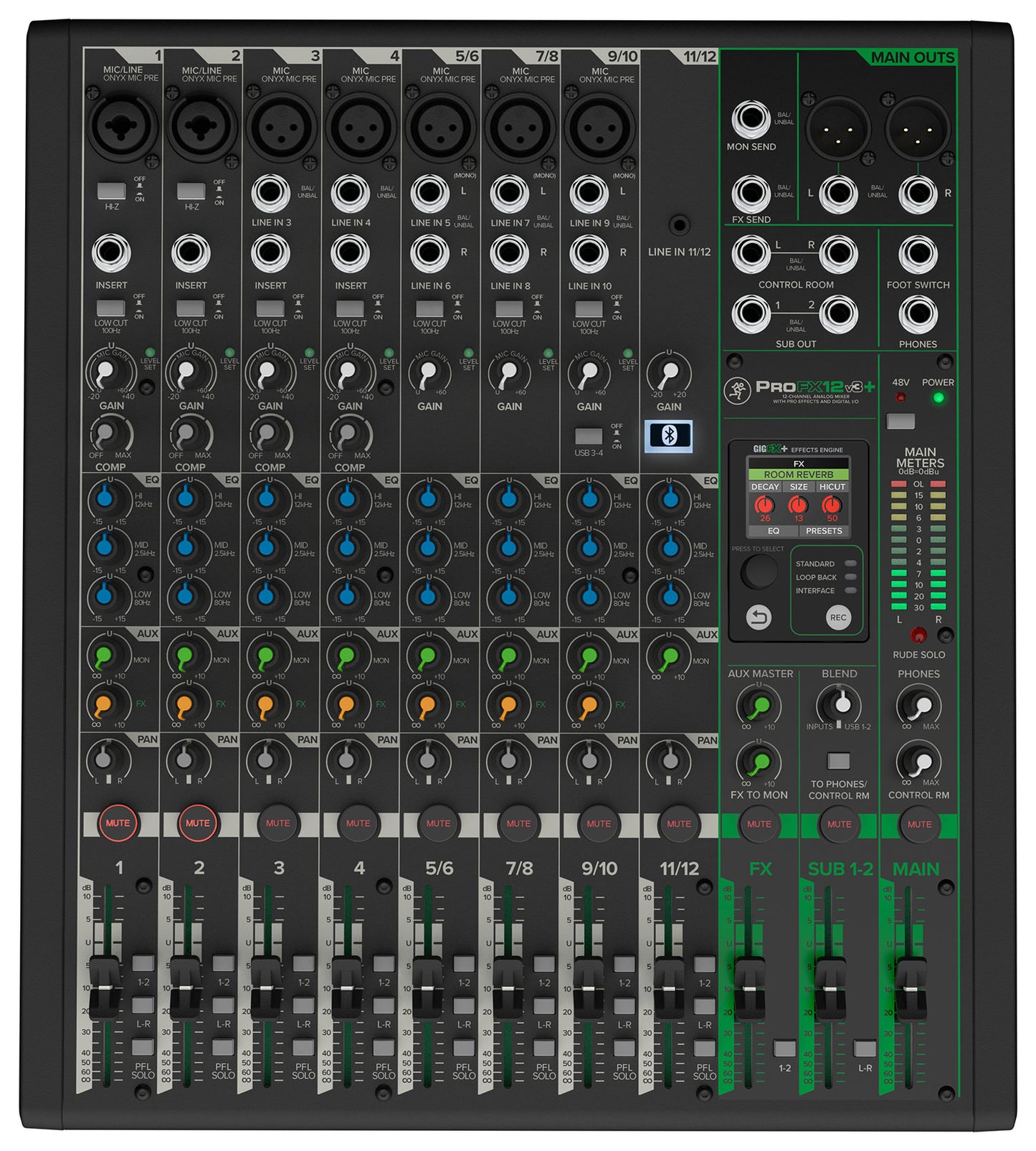Mackie ProFX12v3+ 12-Ch. Mixer w/Enhanced FX/USB Recording/Bluetooth+XLR Cables