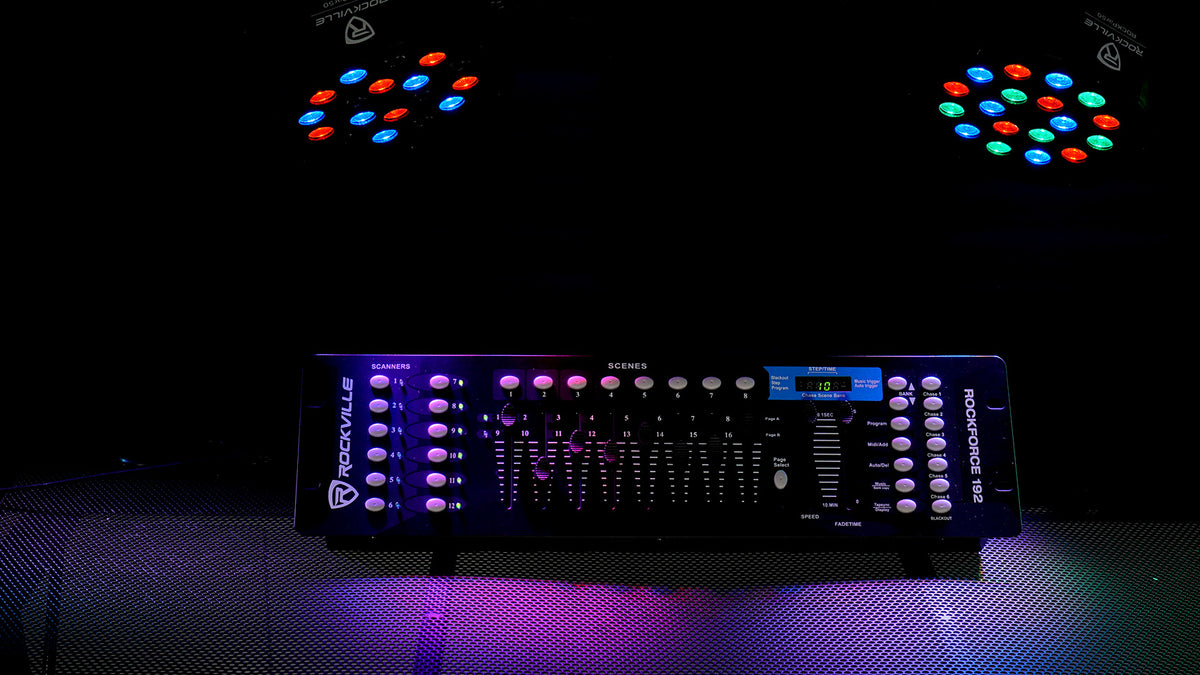 2) American DJ MINI DEKKER RGBW LED Derby/Strobe Effect Lights+DMX Control+Cable