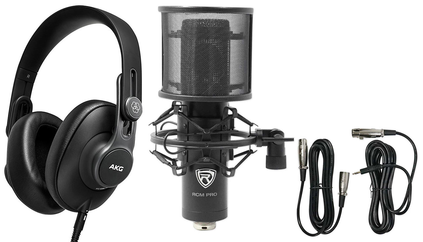 AKG K361 Closed Back Pro Studio Recording Podcasting Headphones+Mic+Shock Mount