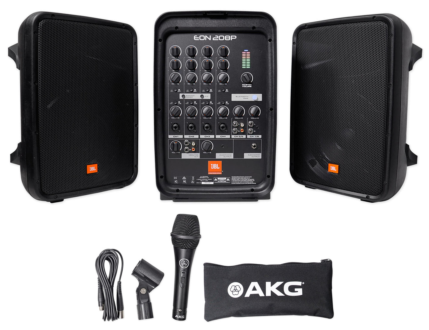 JBL EON208P Portable PA System 8" Speakers+Mixer/Bluetooth+Diamond Wireless Mics