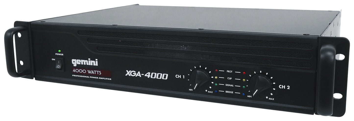 Gemini XGA-4000 4000w Pro DJ/PA Live Sound Power Amplifier+XLR Cables XGA4000