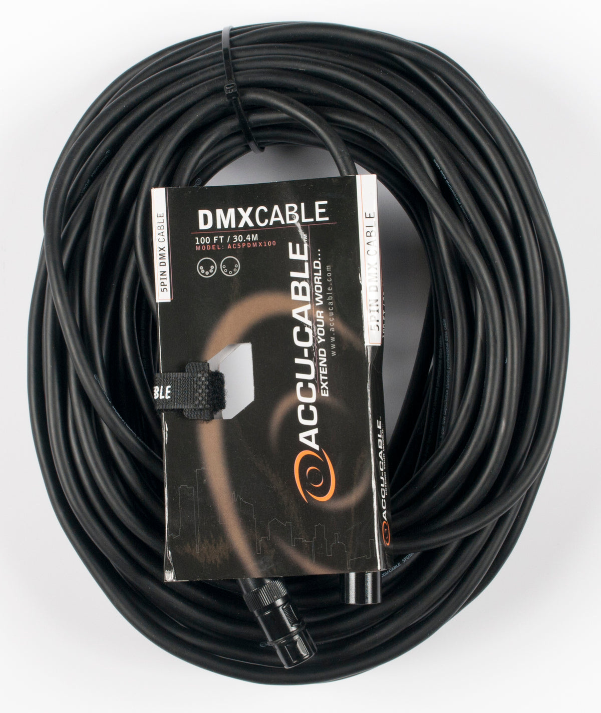 Accu-Cable AC5PDMX100 22 AWG 100 Ft 5-Pin Male-Female DMX Lighting Cable+Bag