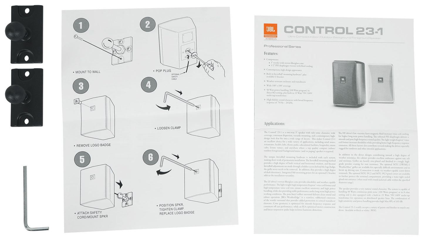 JBL Control 23-1 Black 6-Pack + RCS180-6 6-Zone Amplifier Bundle