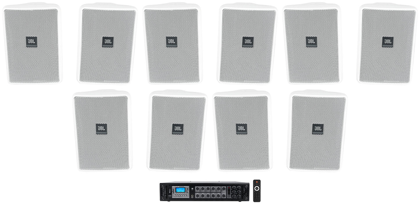 JBL Control 23-1 White 10-Pack + RCS180-6 6-Zone Amplifier Bundle