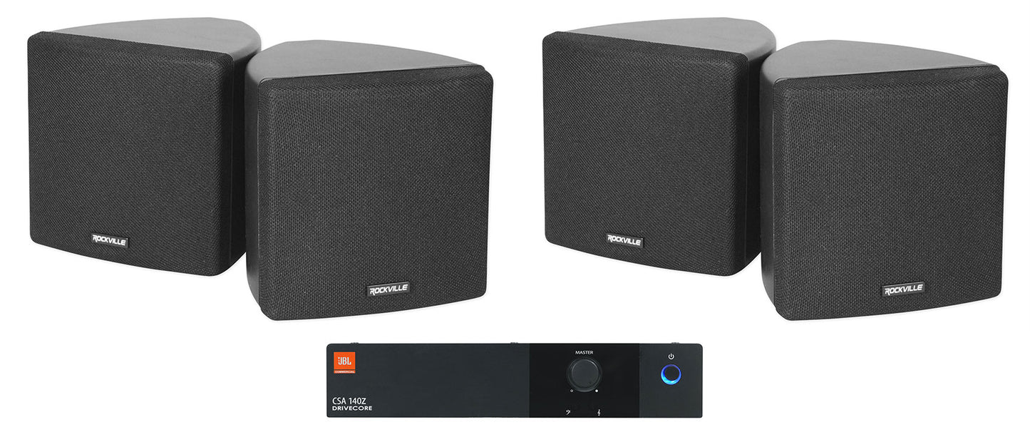 JBL CSA 140Z Commercial 70v Amplifier Amp+(4) 3.5" Black Cube Speakers CSA140Z