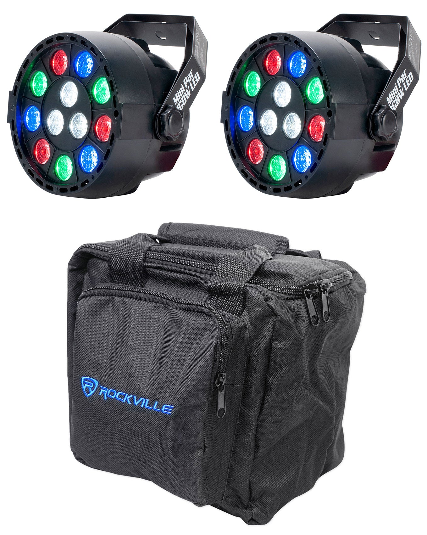 (2) Eliminator Mini Par RGBW LED DMX Par Wash Lights+Bag For DJ/Stage/Clubs/Bars