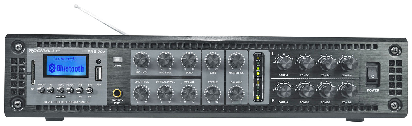 Crown CDi1000 2-Channel 70V Commercial Amplifier+Preamp Mixer w/Bluetooth+Mic