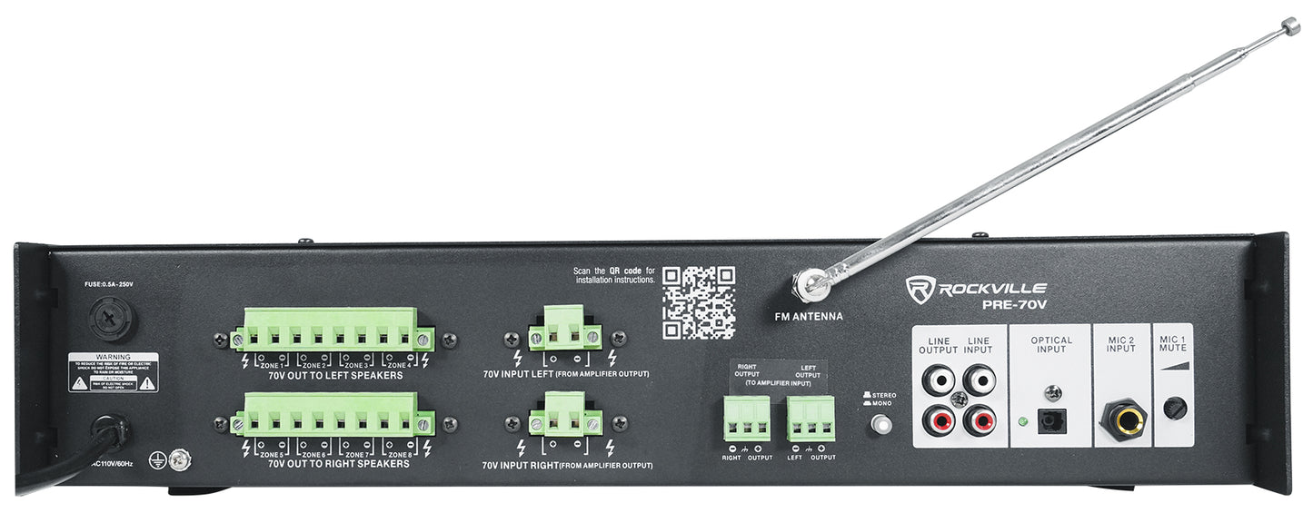 Crown CDi1000 2-Channel 70V Commercial Amplifier+Preamp Mixer w/Bluetooth+Mic