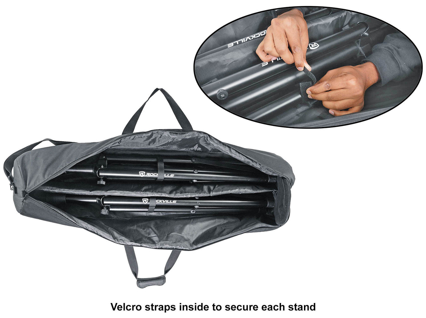 (2) Technical Pro PT3LED Rechargeable RGBWY LED Tripod DJ Speaker Stands+Bag