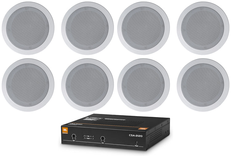 JBL CSA 2120 Commercial Amplifier Amp+8) White Ceiling Speakers 4 Restaurant/Bar
