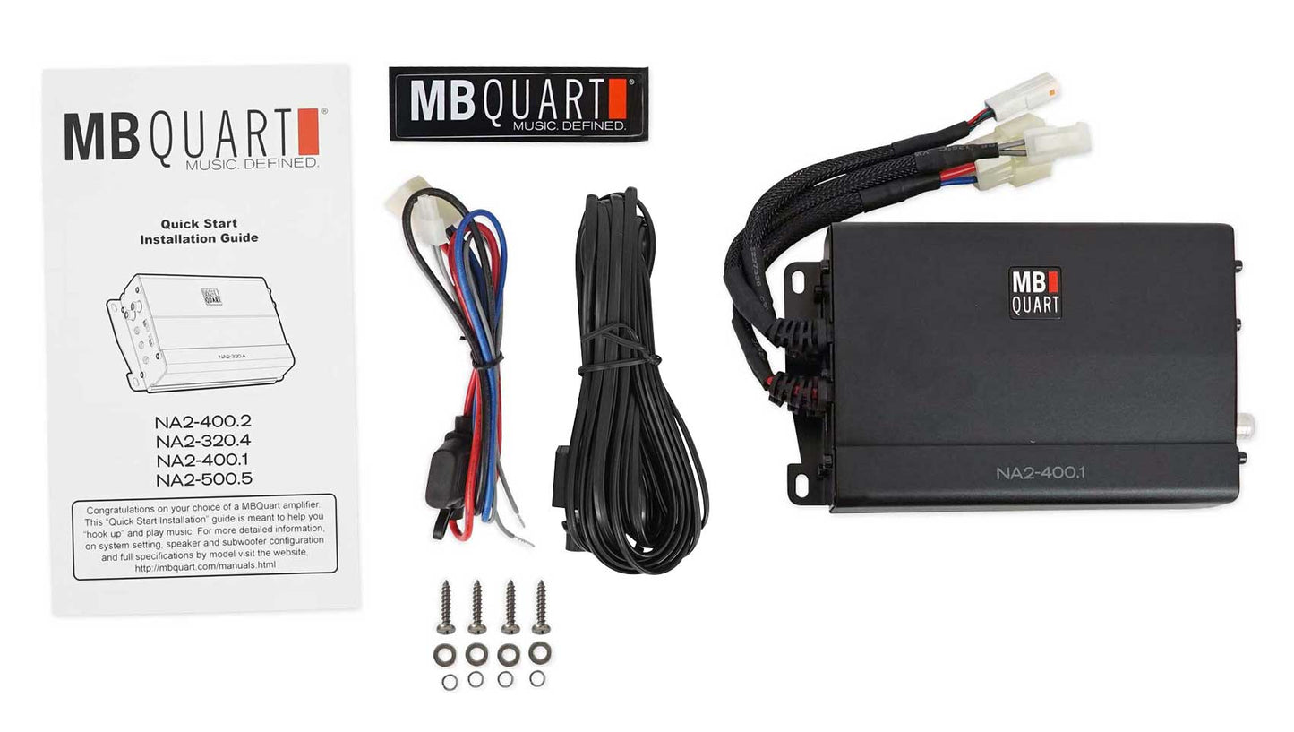 MB QUART NA2-400.1 400 Watt Mono Amplifier+Amp Wire Kit For RZR/ATV/UTV/Cart