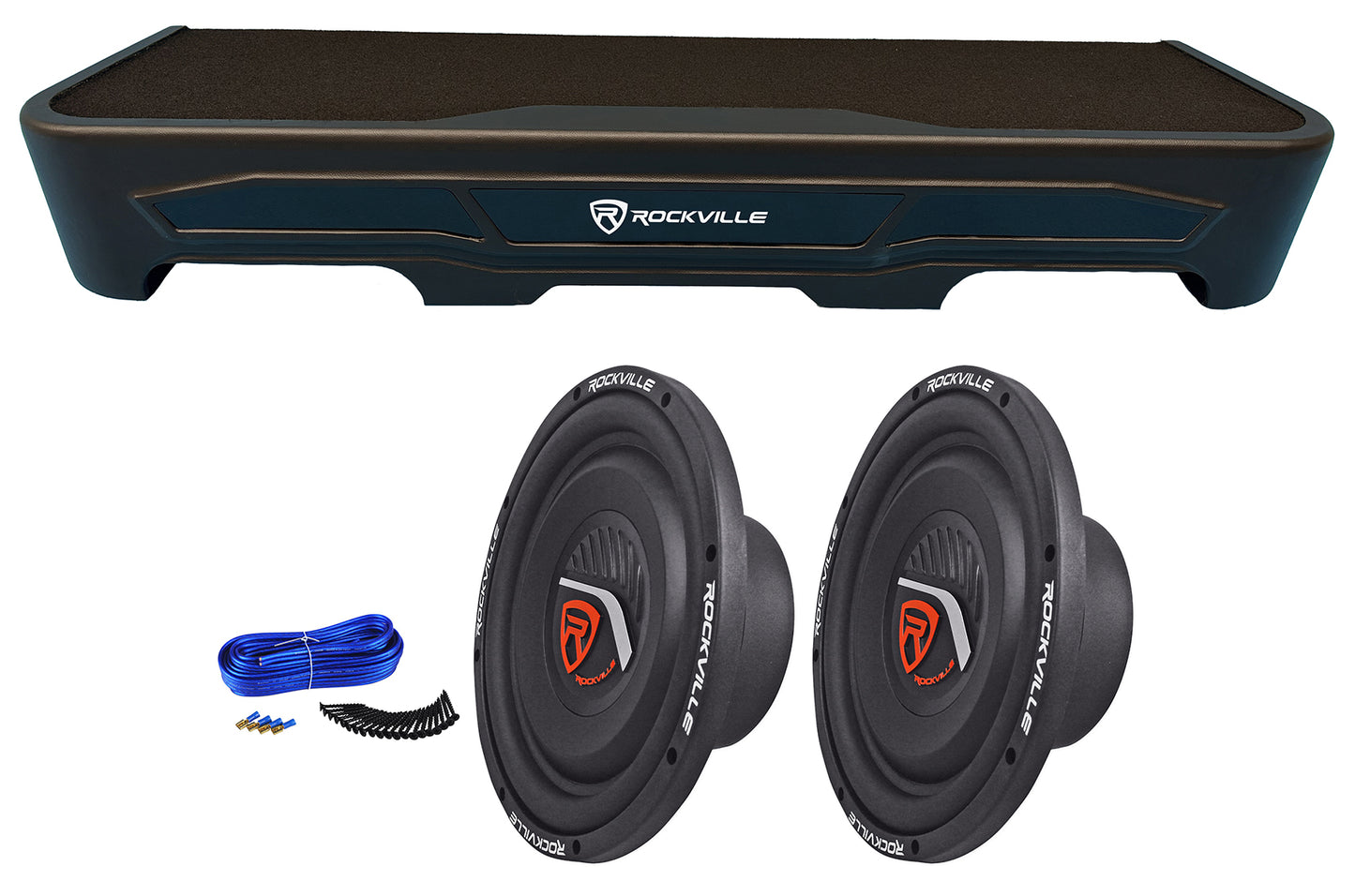 W10T4 10" 2-Ohm Shallow Subs 2-Pack + Dual 10" Chevy/GMC Crew Cab Box Bundle