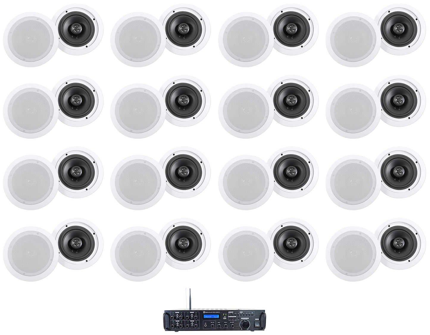 Rock Zone 8 32-Pack + HC655-16 White Ceiling Speakers Bundle
