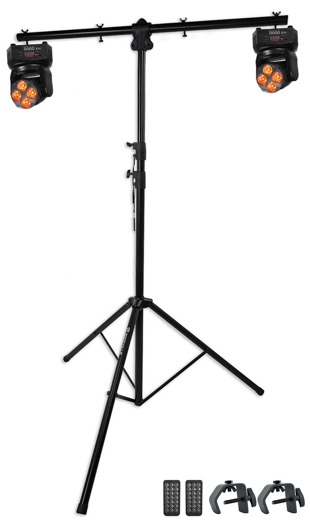 RockOn-7 Moving Head 2-Pack + RVLS1 Lighting Stand Bundle