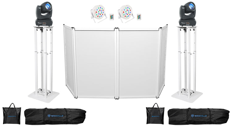 Rock Beam DC Lights 2-Pack + RTP32W Totems + RFAAW Facade + Battery Par 50 2-Pack Bundle