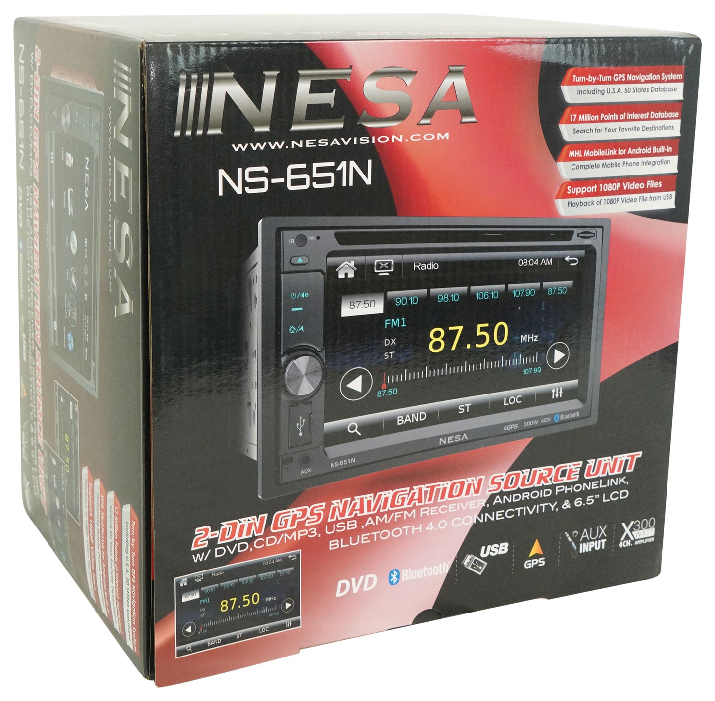 NESA NS-651N 6.5" Car Monitor w/DVD/Bluetooth/GPS/Android PhoneLink+Backup Cam