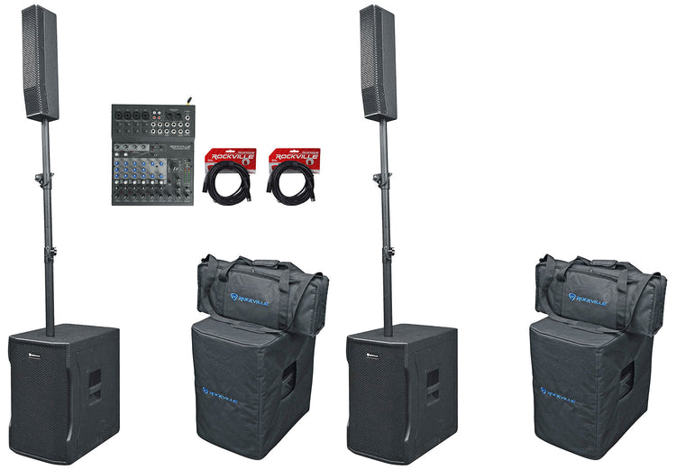 Titan Column 12 2-Pack + RockMix 10FX Mixer Bundle