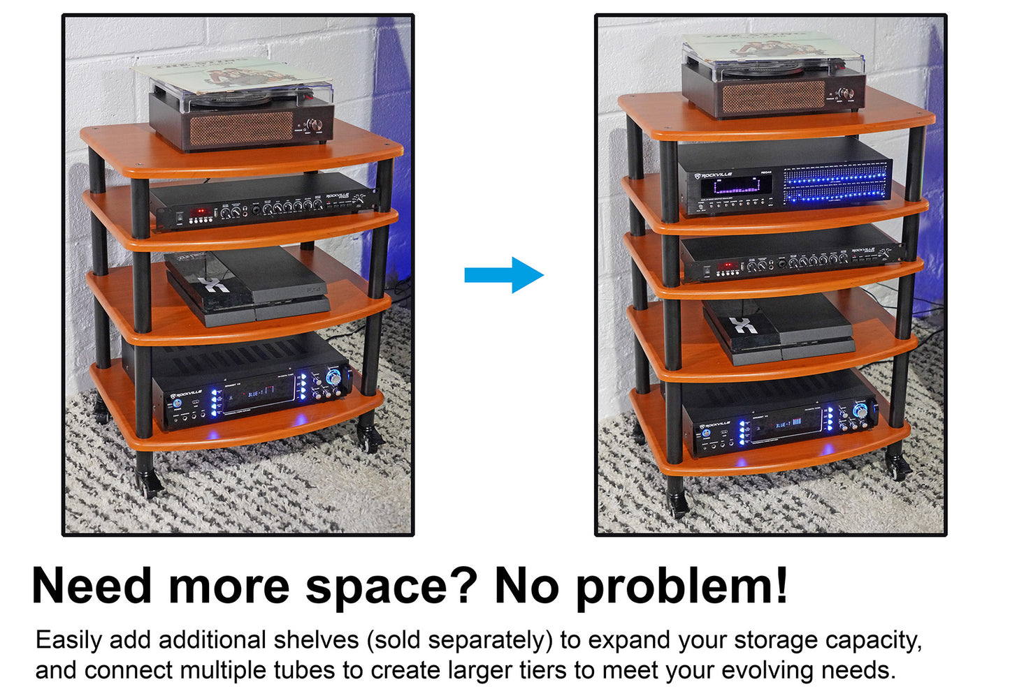 FLX Classic Wood 4-Shelf + Classic Wood Add-On Shelf Bundle