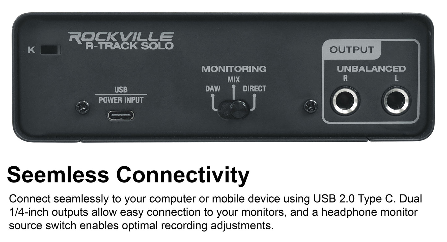 R‑TRACK SOLO USB‑C Interface + PRO‑M50 Headphones Bundle