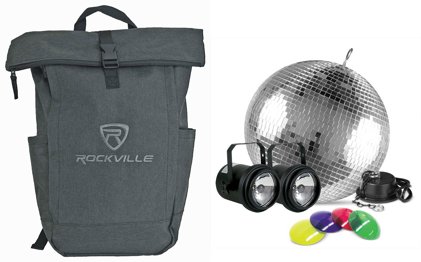 Eliminator American DJ M-502EL 12" Disco Mirror Ball+Motor+Pinspots+Gel+Backpack