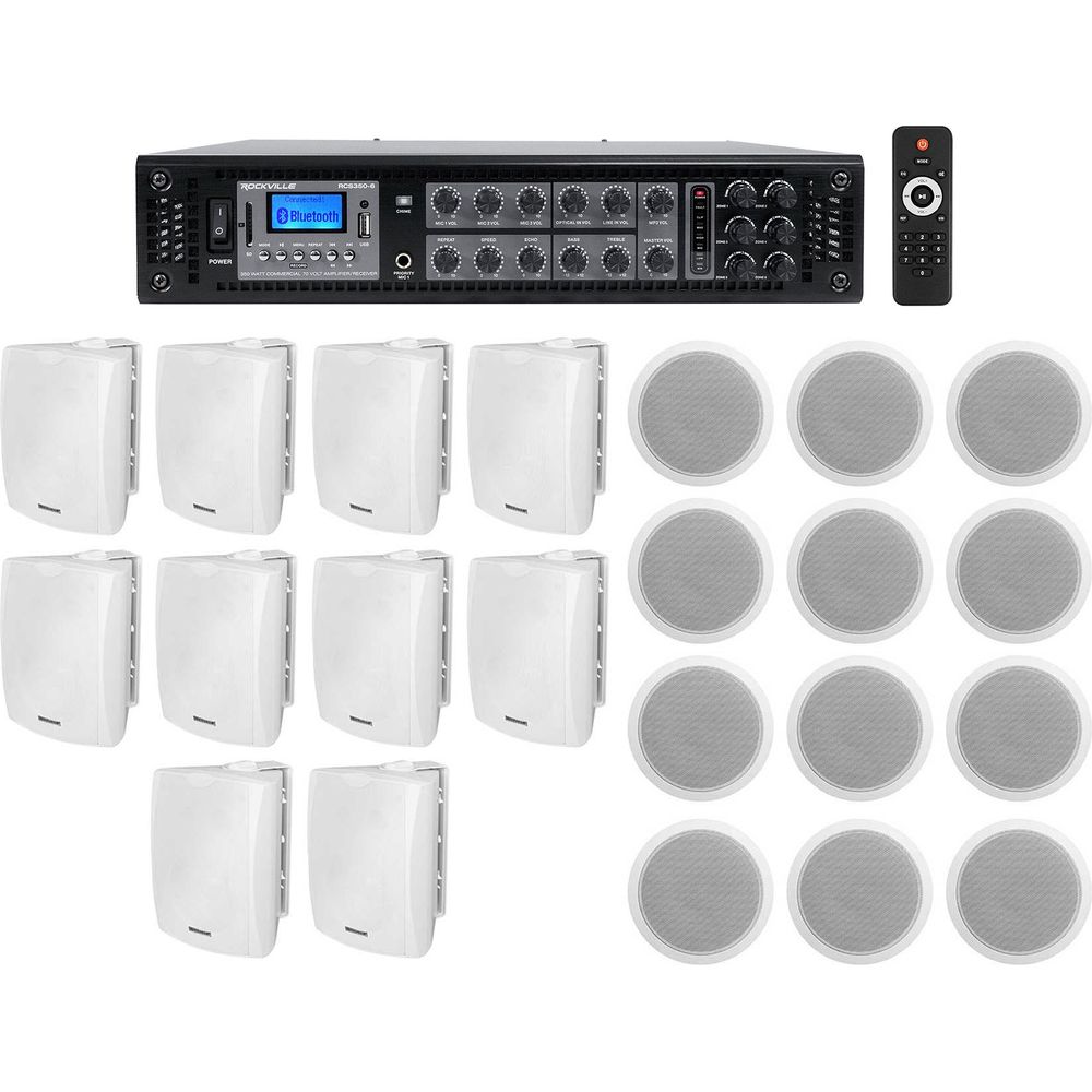 WET-6 White 10-Pack + CCL6T White 12-Pack + RCS350-6 Amplifier Bundle