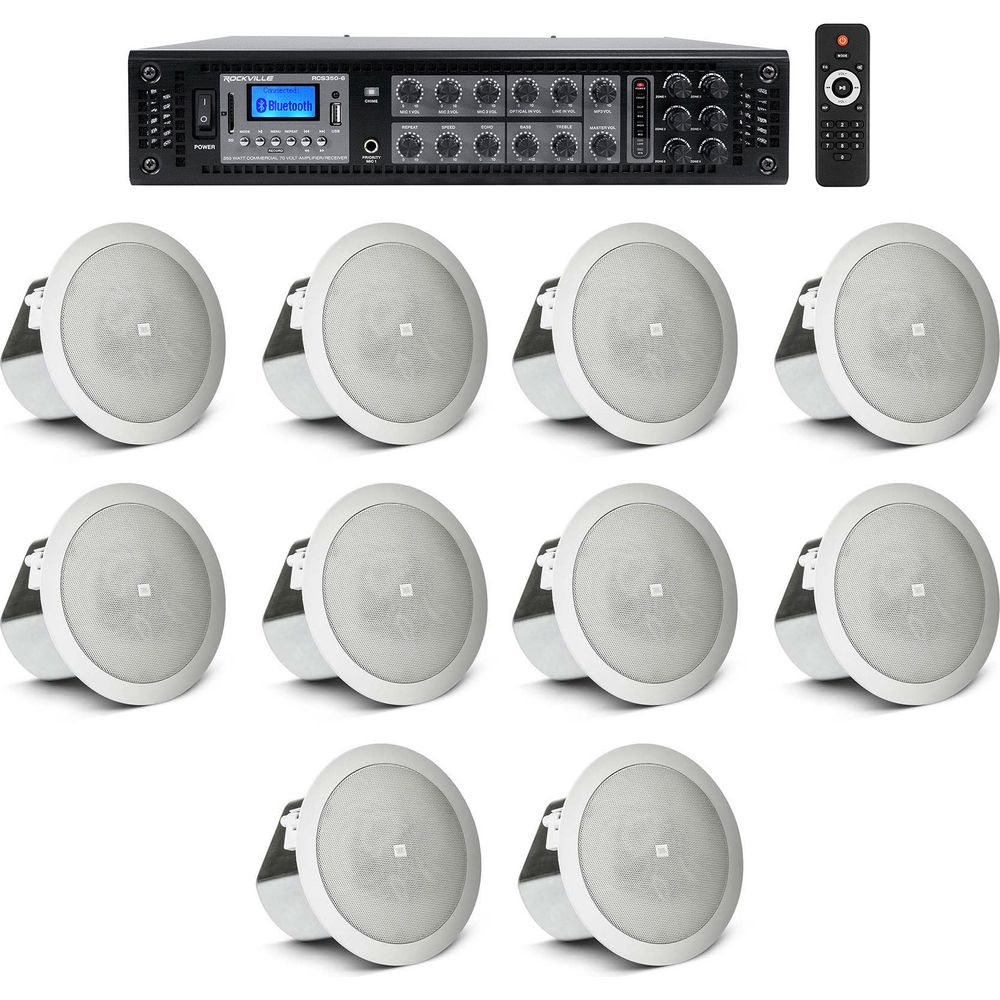 JBL Control 12C/T 10-Pack + RCS350-6 Amplifier Bundle