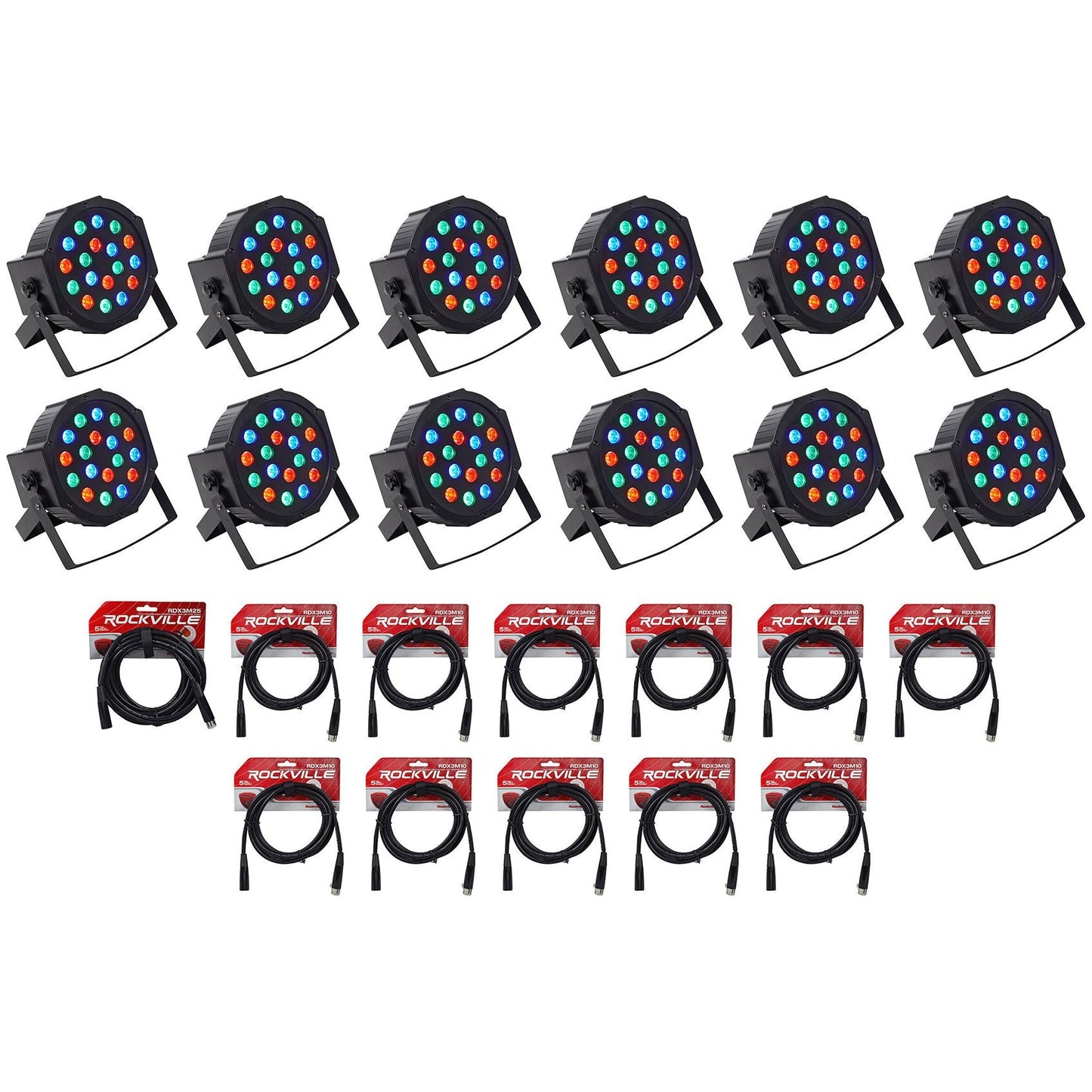 RockPAR50 LED RGB 12-Pack + DMX Cable Bundle