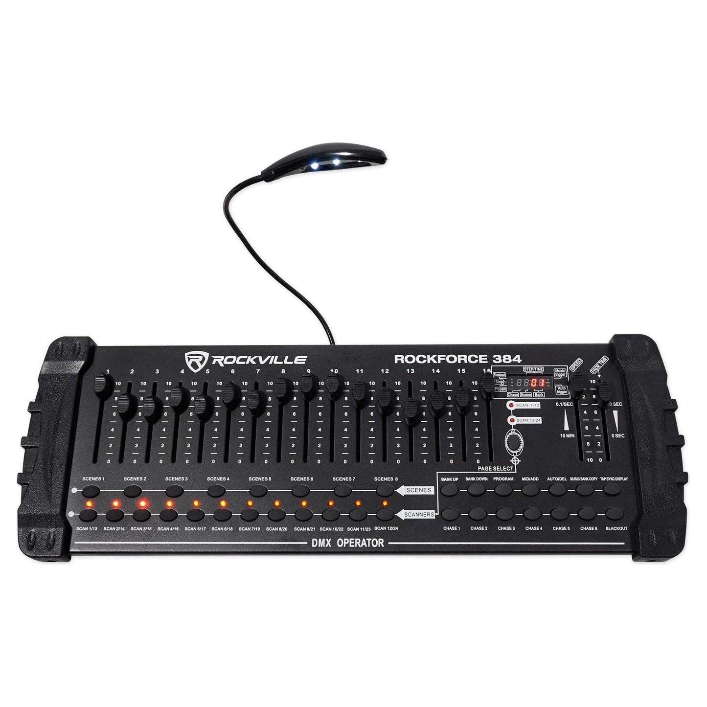 RockPAR50 Black 12-Pack + ROCKFORCE 384 DMX Controller Bundle