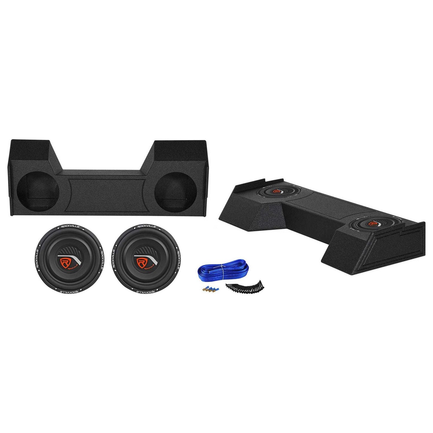 T4 Series 12" Shallow 2-Ohm 2-Pack + 2019 Ram Crew Cab Bedlined Enclosure Bundle