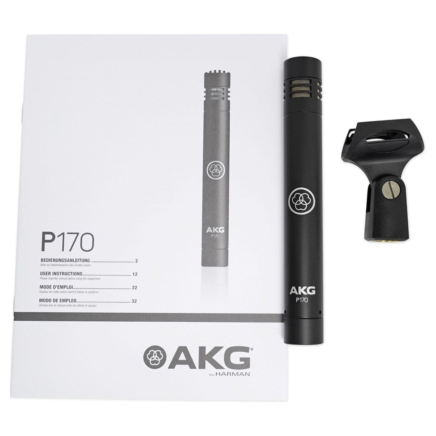 (2) AKG P170 Studio Pencil Microphones Instrument Drum Microphones+Condenser Mic