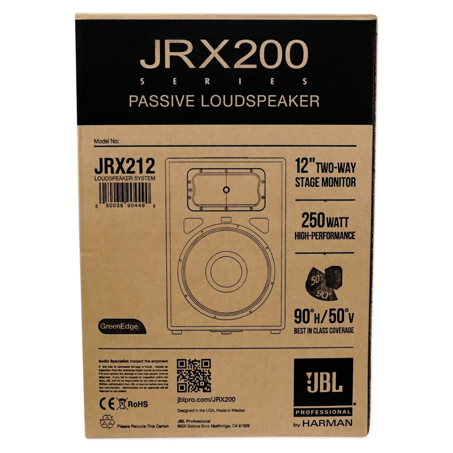 (2) JBL JRX212 1000w 12" Inch 2-Way DJ P/A Speaker Floor Wedge Monitors+DJ Light
