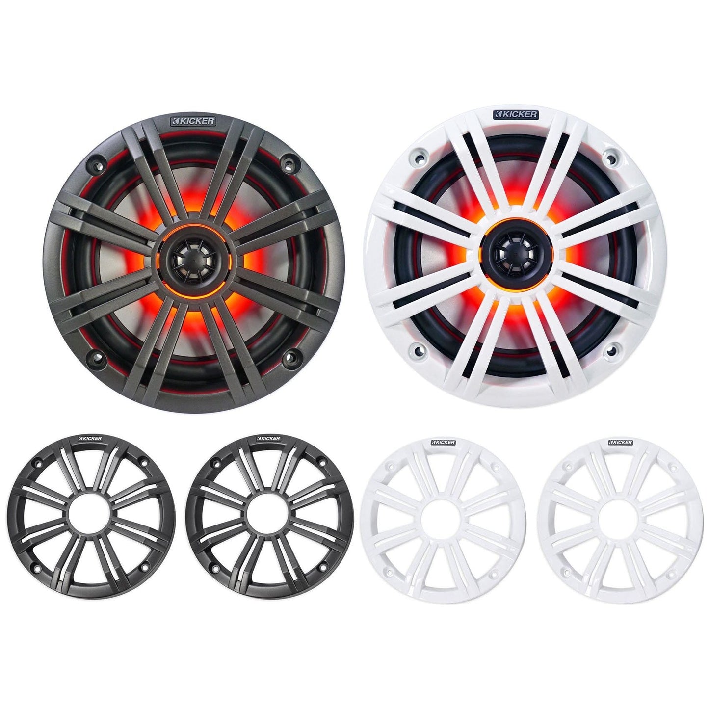 (2) KICKER 45KM654L 6.5" 390w LED Tower Speakers+2-Ch Amplifier For RZR/ATV/UTV