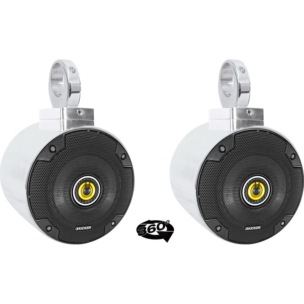 MAC525S 5.25" Chrome Wakeboard Pods 2-Pack + 360° Swivel Clamps Bundle