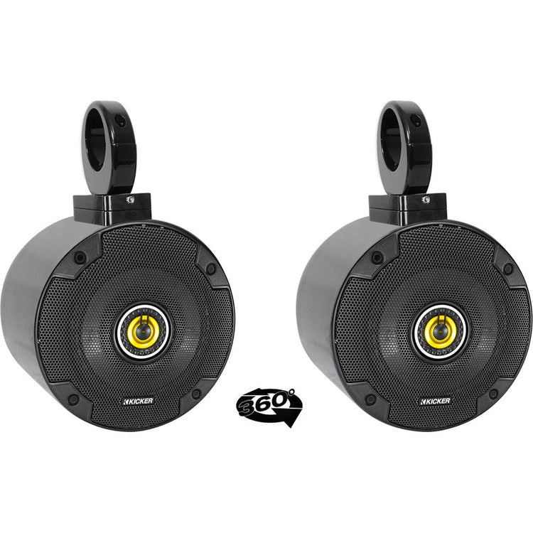 MAC525B 5.25" Black Wakeboard Pods 2-Pack + 360° Swivel Clamps Bundle
