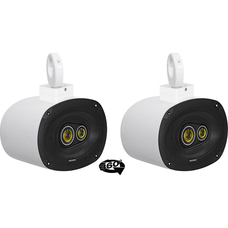 MAC69W White 6x9" Tower Speaker Pods 2-Pack + MAC360W Swivel Clamps Bundle